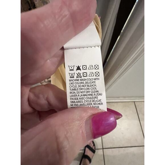 Lucky Brand Tan Pink Floral Maxi Dress Size M Pockets Lined Elastic Waist Boho - Picture 8 of 8